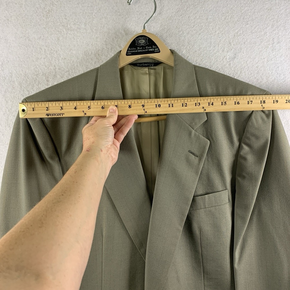 Vintage Burberrys Mens Suit Jacket 42 R Taupe Pin Stripe Lightweight Wool Luxury - Picture 5 of 12